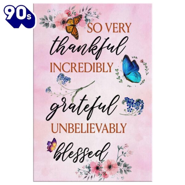 Grateful Thankful Blessed Blessed Canvas Wall Art Prints   Poster Gift Christmas