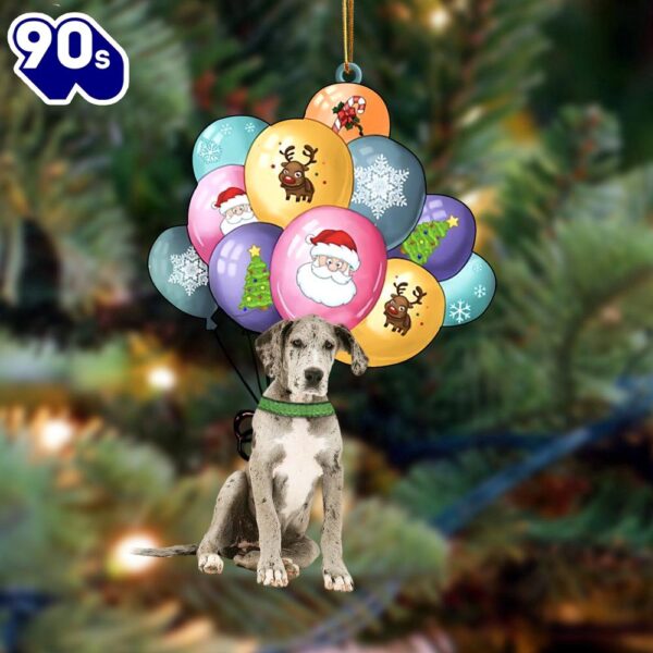 Great Dane With Balloons Christmas Ornament, Gift For Christmas