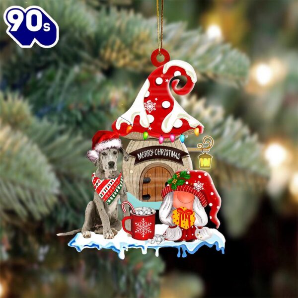 Great-Dane With Mushroom House Christmas Ornament, Gift For Christmas