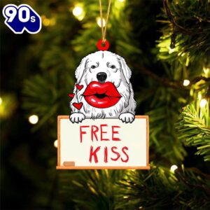 Great-Pyrenees Free Kiss Christmas Ornament,…