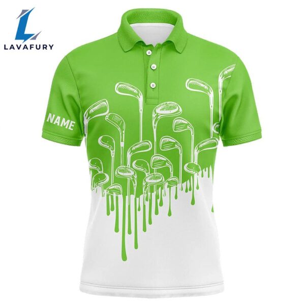 Green And White Mens Golf Polo Shirts Custom Golf Clubs Male Golf Attire   Gift Christmas