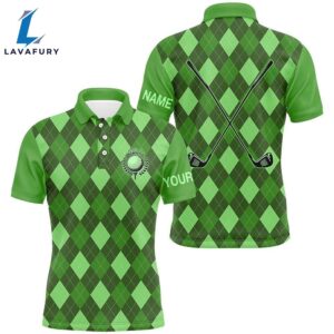 Green Argyle Mens Golf Polo…