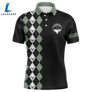 Green Argyle Pattern Black Mens…