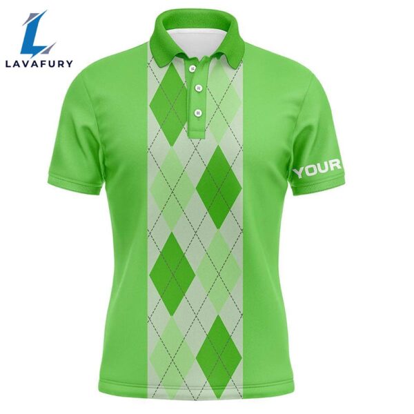 Green Argyle Plaid Pattern Mens Golf Polo Shirt Custom Golf Polos Shirt   Gift Christmas