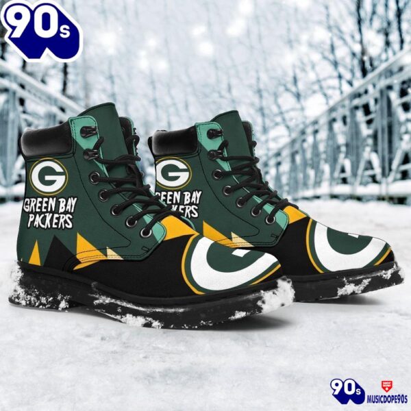 Green Bay Packers All Season Boots  Casual Shoes  Vegan Leather Custom Boot Shoes