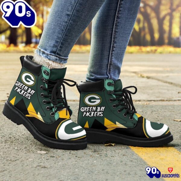 Green Bay Packers All Season Boots  Casual Shoes  Vegan Leather Custom Boot Shoes