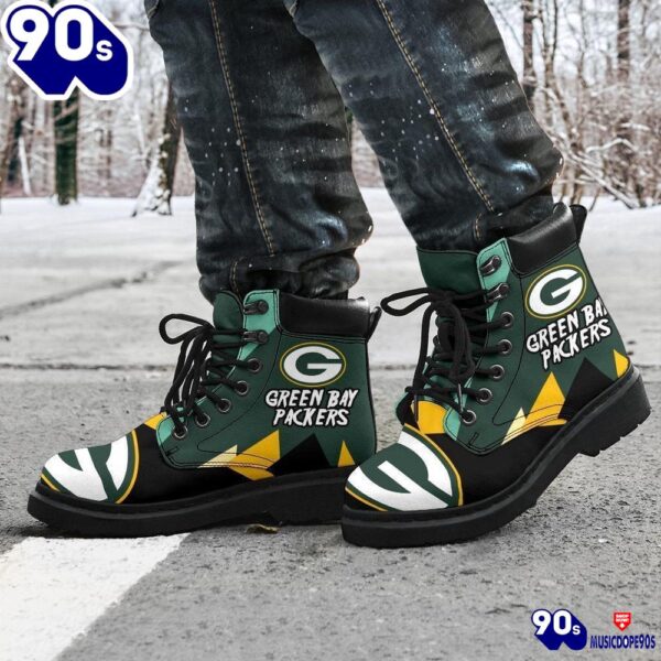 Green Bay Packers All Season Boots  Casual Shoes  Vegan Leather Custom Boot Shoes