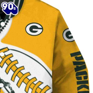 Green Bay Packers Baseball Stitching Gold White Jacket