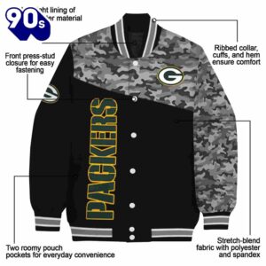 Green Bay Packers Camo Patchwork Black Jacket