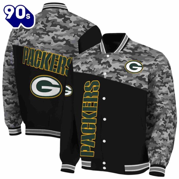 Green Bay Packers Camo Patchwork Black Jacket