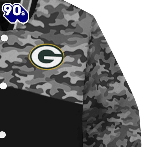 Green Bay Packers Camo Patchwork Black Jacket