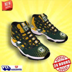 Green Bay Packers Football Team Air Jordan 11 Best Sneakers For Men Women Fans