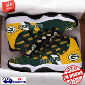 Green Bay Packers Football Team Air Jordan 11 Best Sneakers For Men Women Fans