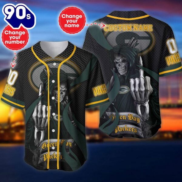 Green Bay Packers Halloween Cusom Name And Number Baseball Jersey