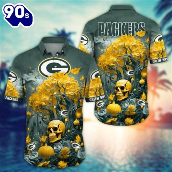 Green Bay Packers Halloween Skull Pumpkin – NFL Hawaiian Shirt