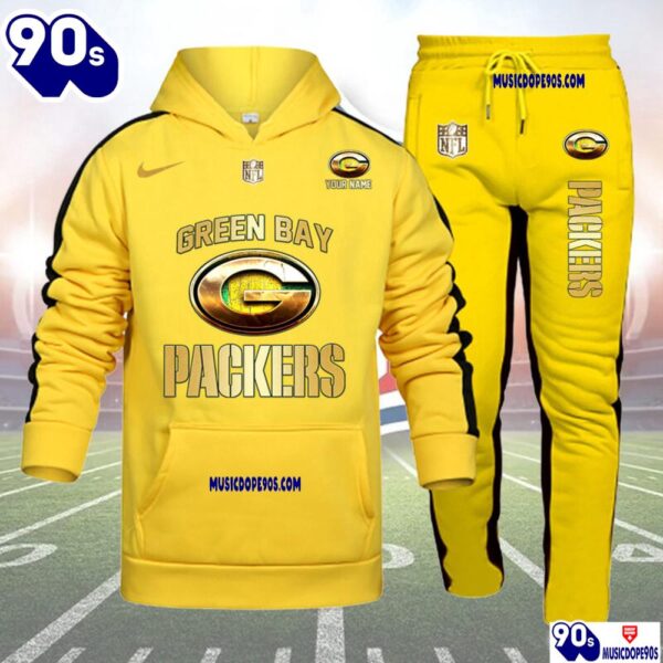 Green Bay Packers NFL 32 Teams Personlized Golden Logo Hoodie Set