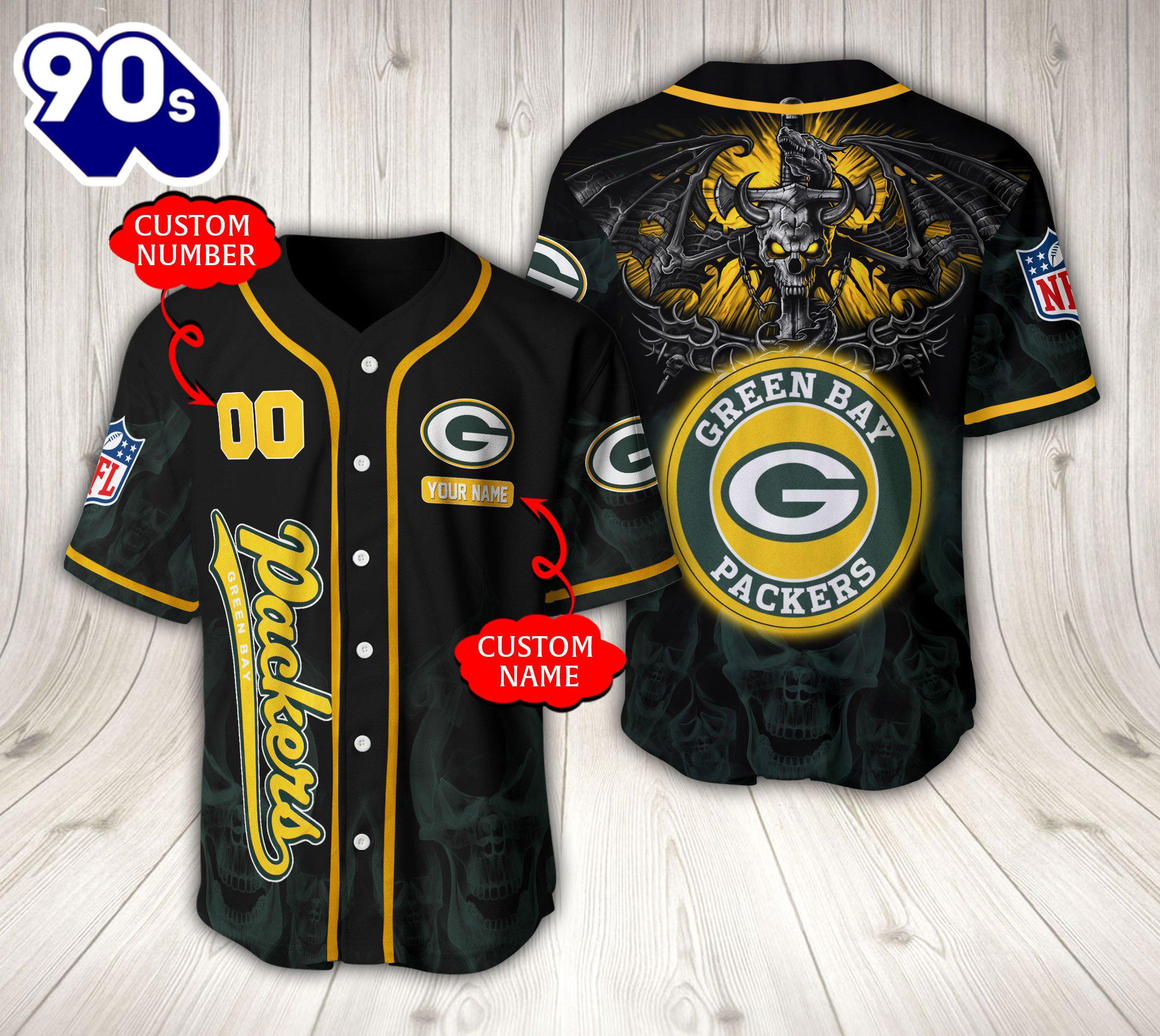 Green Bay Packers NFL Baseball Jersey Custom Name And Number Shirt For Fans Green Bay Packers NFL Baseball Jersey Custom Name And Number Shirt For Fans