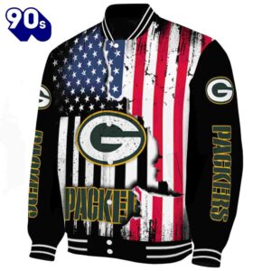 Green Bay Packers Patriotic Theme Black Jacket