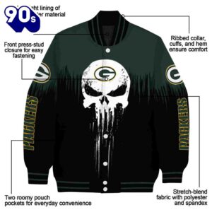 Green Bay Packers Punisher Skull Green Black White Jacket