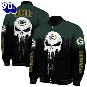 Green Bay Packers Punisher Skull Green Black White Jacket