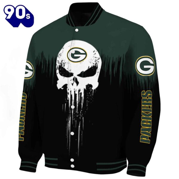 Green Bay Packers Punisher Skull Green Black White Jacket