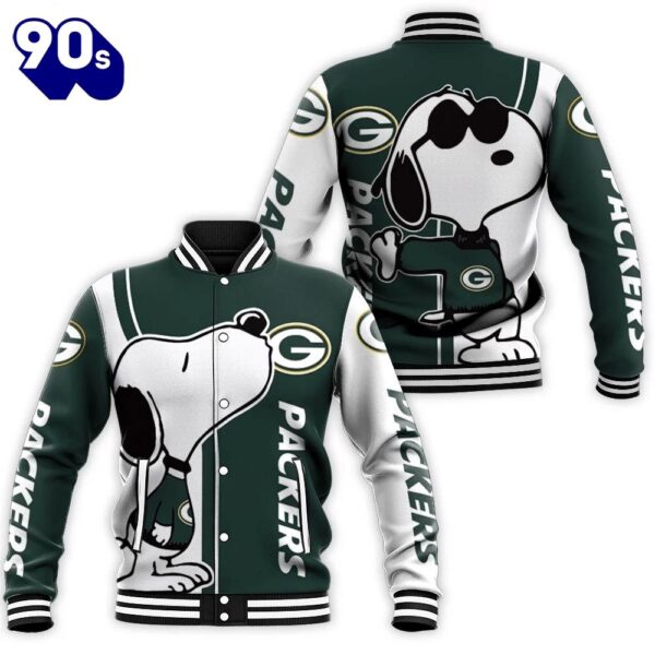 Green Bay Packers Snoopy Lover 3D Printed Baseball Jacket For Men Women