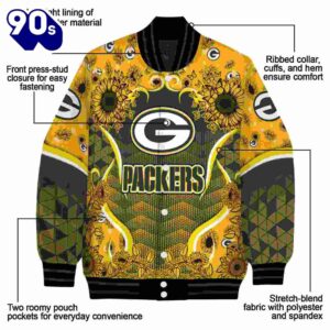 Green Bay Packers Sunflower Bloom Green Yellow Jacket