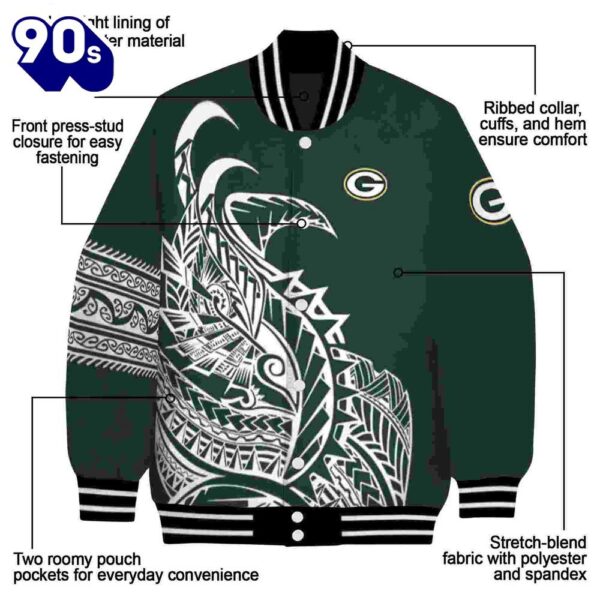 Green Bay Packers Tribal Art Green White Black Jacket