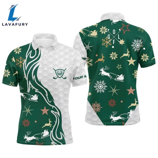 Green Christmas Pattern Golf Ball Men Golf Polo Shirts Custom Mens Christmas  Golf Clubs  Gift Christmas