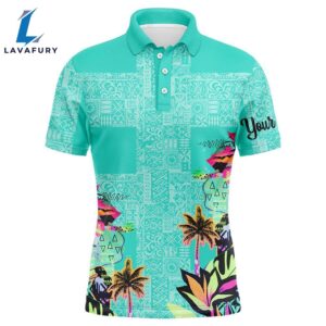 Green Tropical Mens Golf Polo…