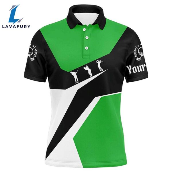 Green, White And Black Mens Golf Polo Shirts Custom Golf Sport Team Polo Shirts, Best Mens Golf Wear  Gift Christmas