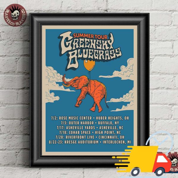 Greensky Bluegrass Summer Tour 2025 Balloon Elephant With Tour Dates Canvas