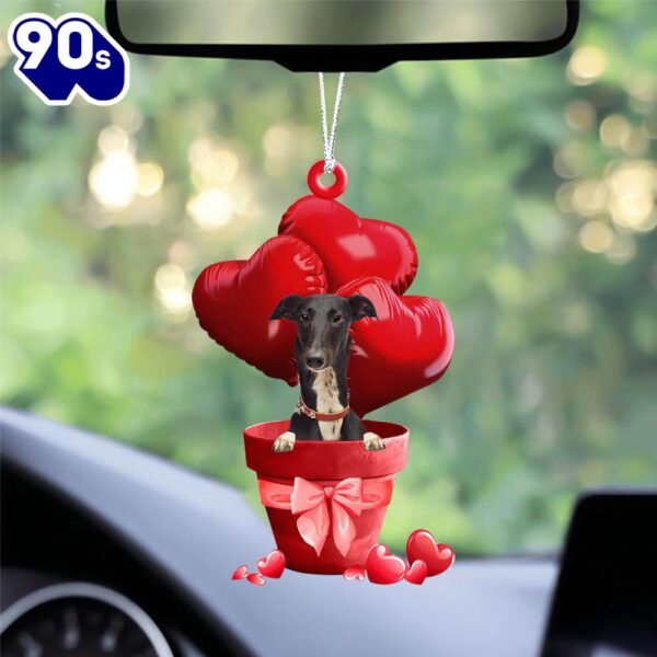 Greyhound Red Heart Balloon Ornament, Gift For Christmas