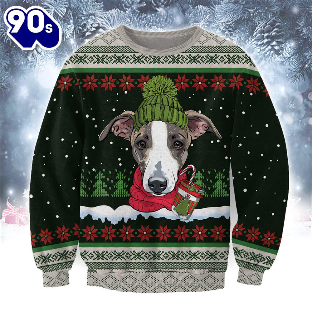 Greyhound With Snow And Christmas Ugly Sweater Greyhound With Snow And Christmas Ugly Sweater