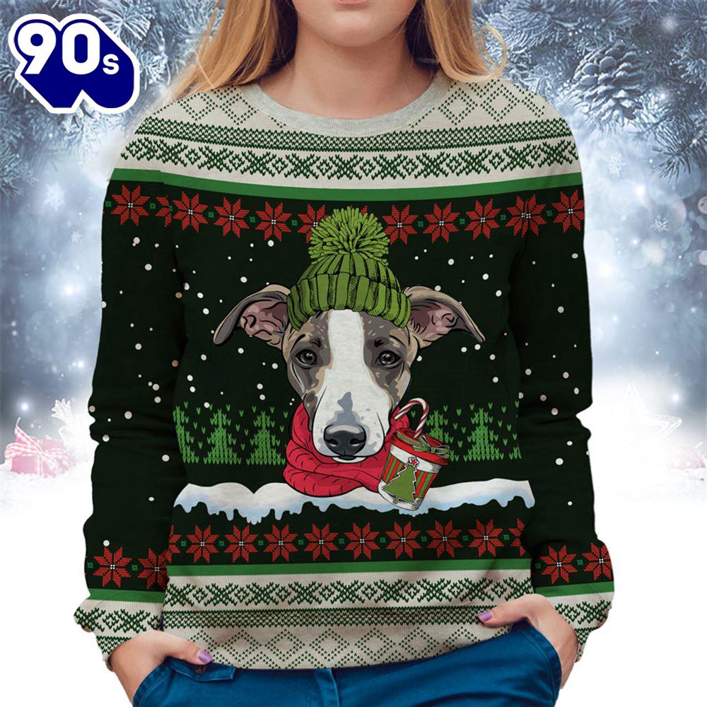 Greyhound With Snow And Christmas Ugly Sweater Greyhound With Snow And Christmas Ugly Sweater