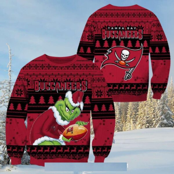 Grinch Holding Football  Ugly Christmas Sweater