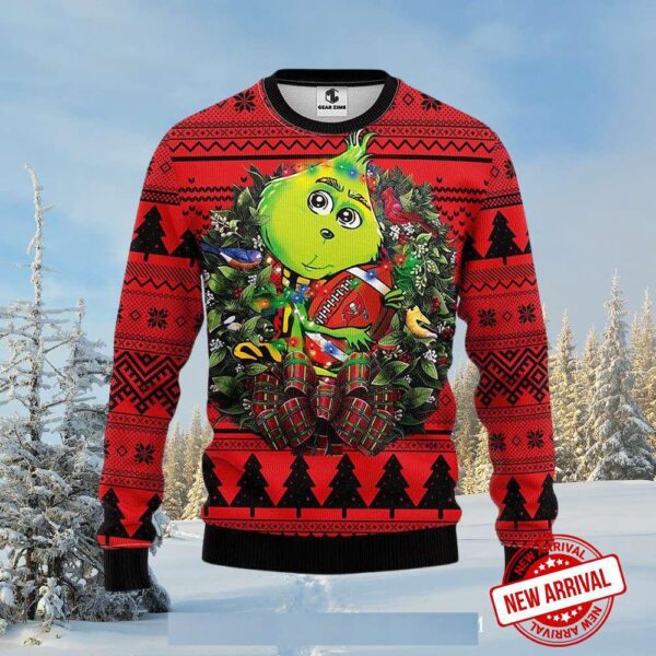 Grinch In Wreath  Ugly Christmas Sweater