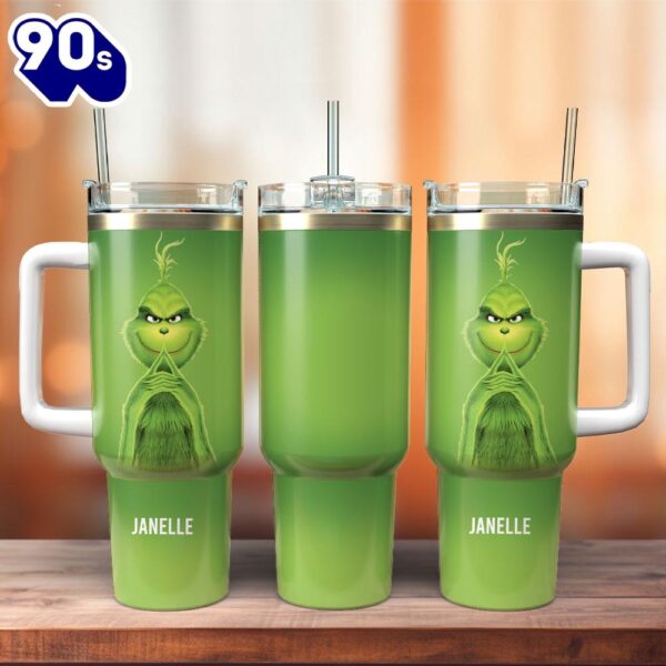 Grinch Movie Custom Stanley Quencher 40oz Stainless Steel Tumbler With Handle  For Fans