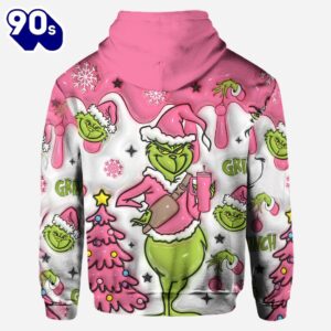 Grinch Pink Snowflakes Christmas - Personalized Hoodie and Leggings