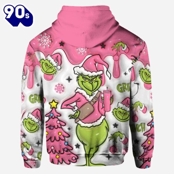 Grinch Pink Snowflakes Christmas – Personalized Hoodie and Leggings