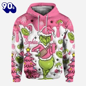 Grinch Pink Snowflakes Christmas - Personalized Hoodie and Leggings