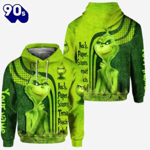 Grinch Rock Paper Scissors Throat Punch I Win - Personalized Hoodie and Leggings