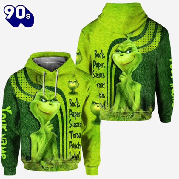 Grinch Rock Paper Scissors Throat Punch I Win – Personalized Hoodie and Leggings