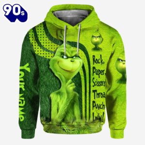 Grinch Rock Paper Scissors Throat Punch I Win - Personalized Hoodie and Leggings