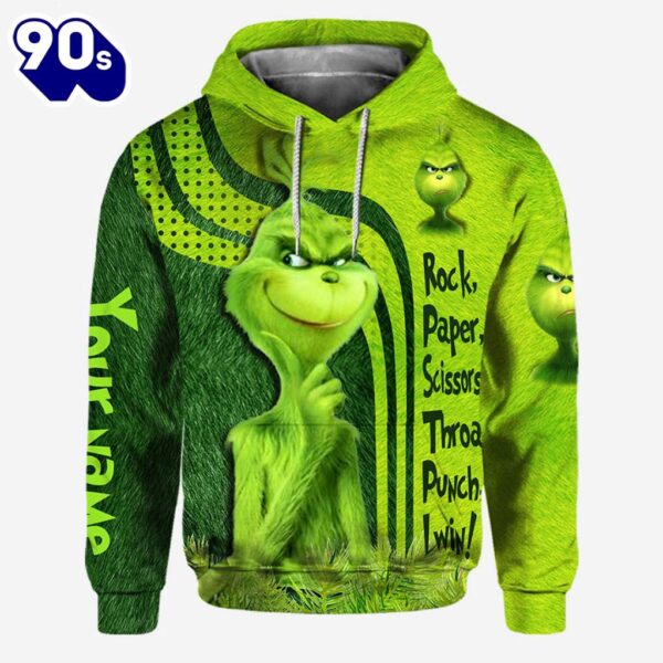 Grinch Rock Paper Scissors Throat Punch I Win – Personalized Hoodie and Leggings