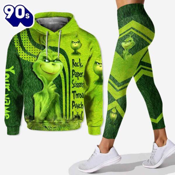 Grinch Rock Paper Scissors Throat Punch I Win – Personalized Hoodie and Leggings