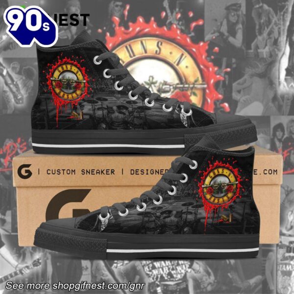 Guns N’ Roses Logo, Black Guns N’ Roses Shoes, Guns N’ Roses High Top Canvas Shoes For Fans