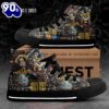 Guns N’ Roses Skull And Rose, Guns N’ Roses High Top Canvas Shoes For Fans