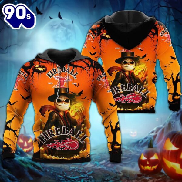 Halloween 2024 Fireball whiskey Jack Skellington Halloween 3d All Over Printed