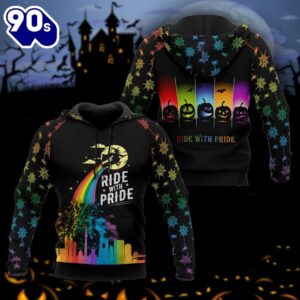 Halloween 2024 LGBT Rainbow Witch Ride 3d All Over Printed